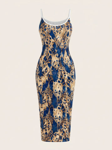 CAPRI Floral Print Sleeveless Bodycon Midi Dress