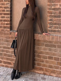Elegant Mock Neck Maxi Dress