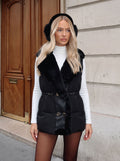Faux Fur Trim Puffer Vest