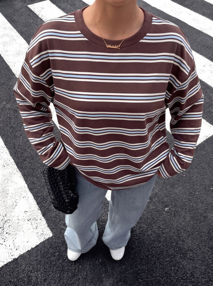 Oversized Striped Long Sleeve T Shirt