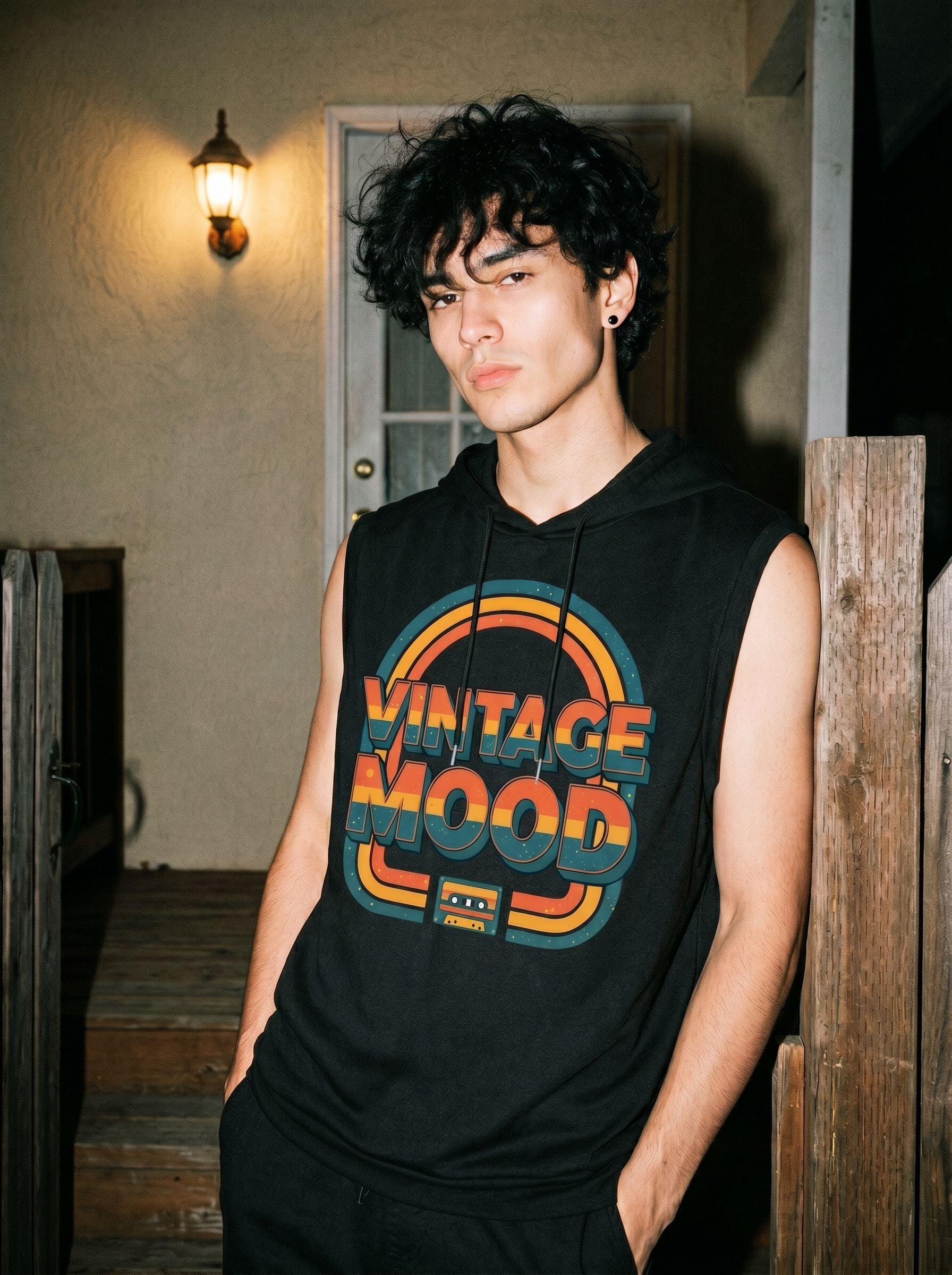 Vintage Graphic Hooded Sleeveless Tank Top