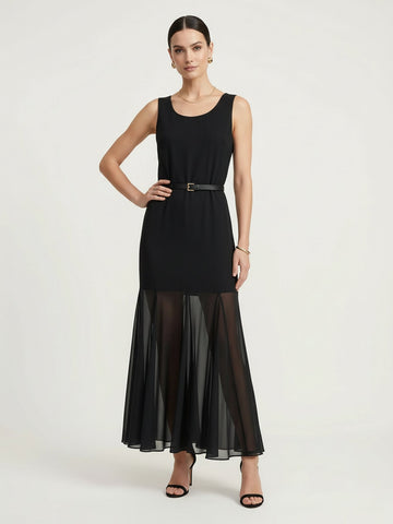Include Belt Tulle-paneled Dress