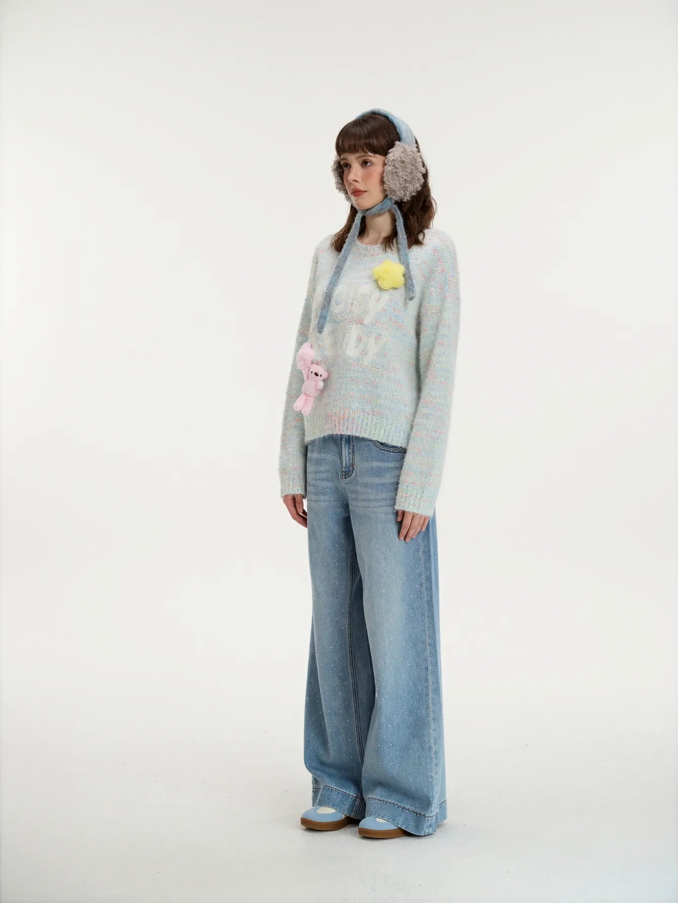 Oversized Graphic Teddy Knit Sweater