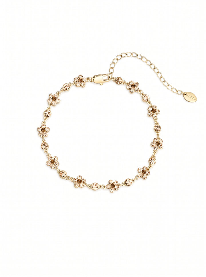 Dainty Floral Crystal Gold Bracelet
