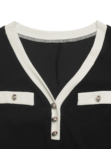Elegant Contrast Trim Belted Midi Dress