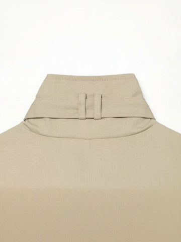 Oversized Stand Collar Utility Bomber Jacket