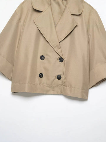 Cropped Double Breasted Trench Coat