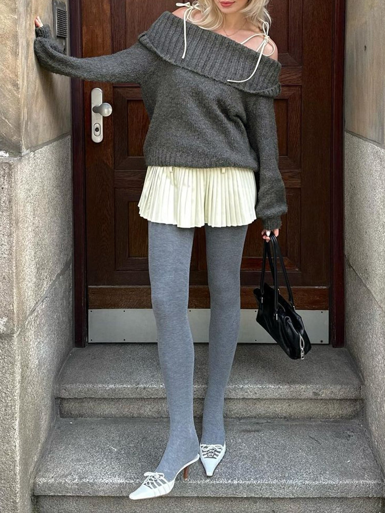 Off The Shoulder Foldover Knit Sweater