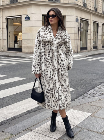 Luxurious Leopard Print Faux Fur Coat