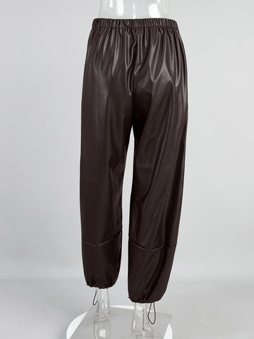 High Waisted Faux Leather Jogger Pants