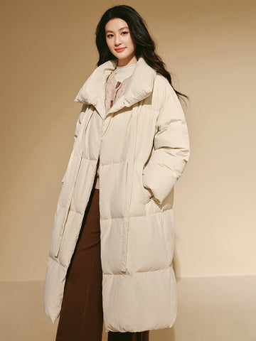 Oversized Tie Front Puffer Coat
