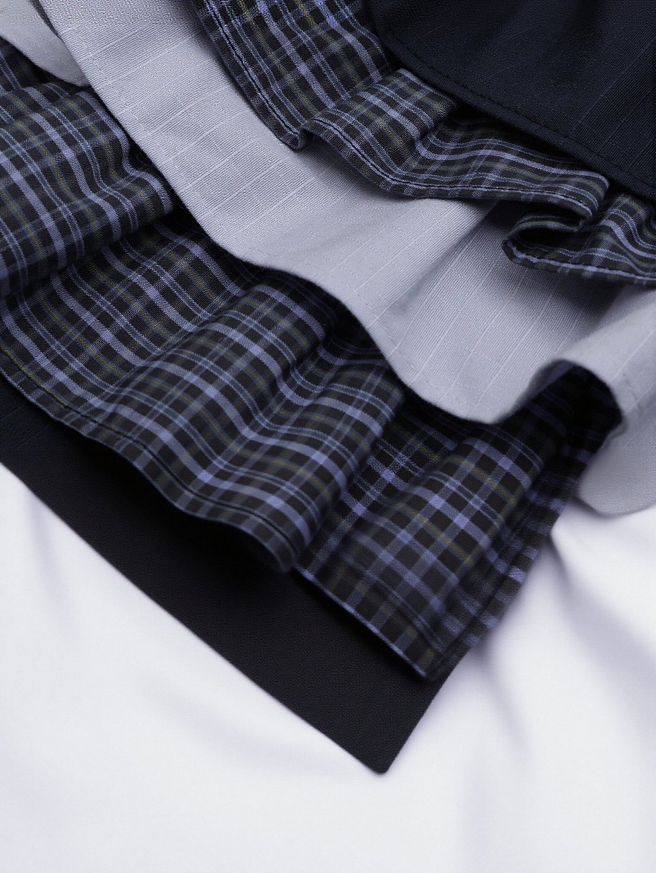 Urban Revivo Drawstring Contrast Check Tiered Ruffle A-Line Mini Skirts