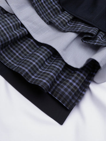 Urban Revivo Drawstring Contrast Check Tiered Ruffle A-Line Mini Skirts