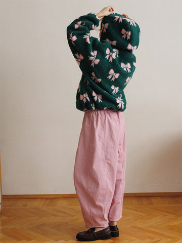 Cozy Bow Print Sherpa Jacket
