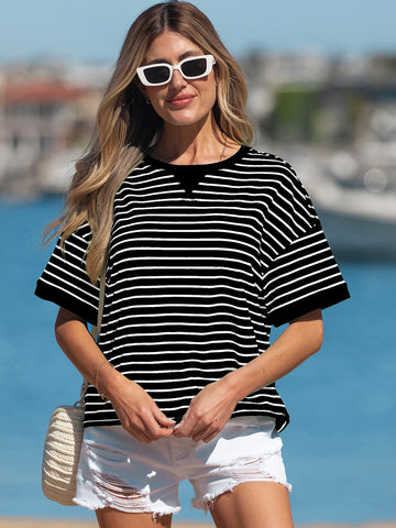 Green Striped Short Sleeve T-Shirt