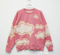 Distressed Cloud Pattern Knit Sweater