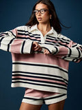 Oversized Striped Polo Shorts Set