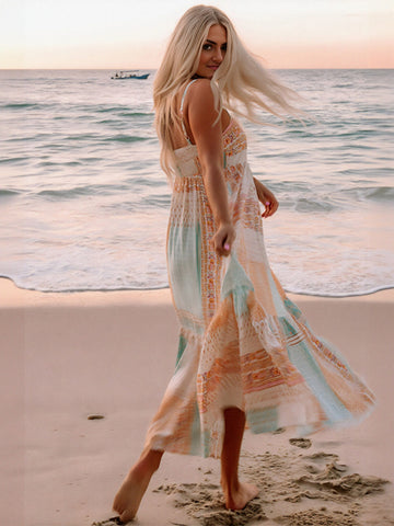 Boho Printed Tiered Maxi Dress
