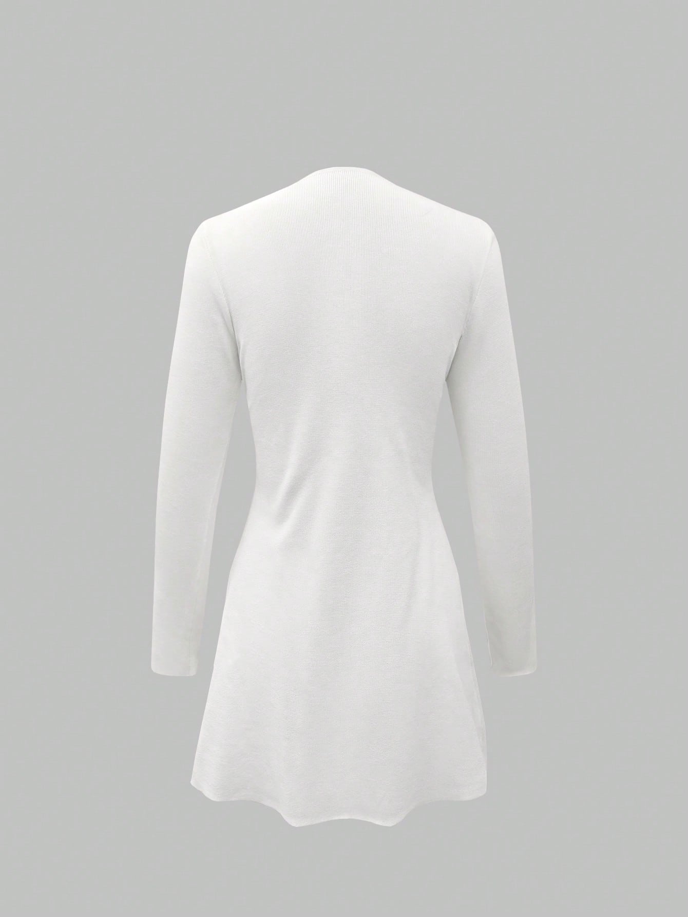 Elegant Gold Button Ribbed Sweater Dress