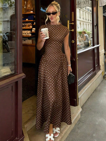 Polka Dot Sleeveless Midi Dress