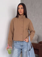 Minimalist Mock Neck Cropped Jacket