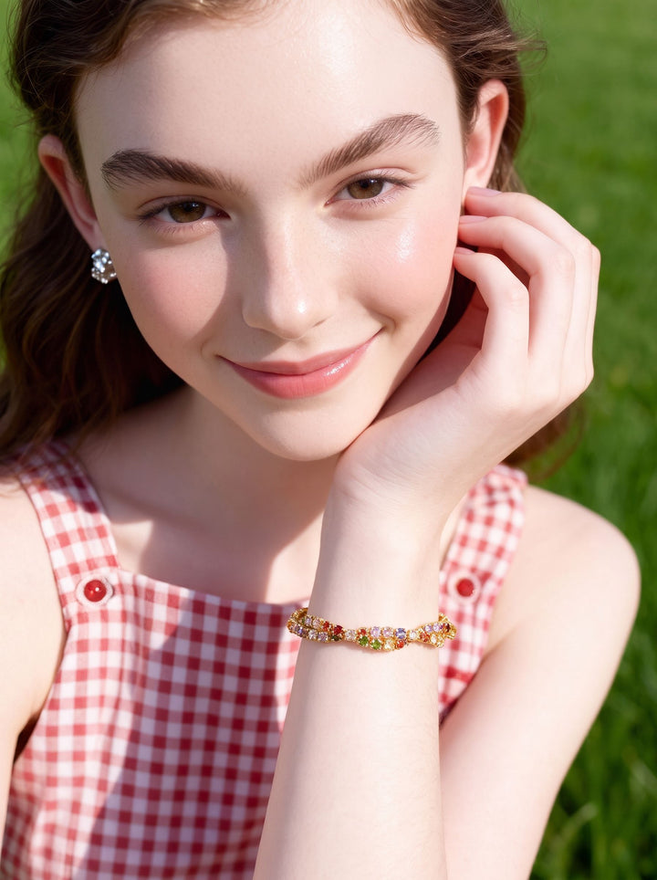 Dainty Colorful Crystal Adjustable Bracelet