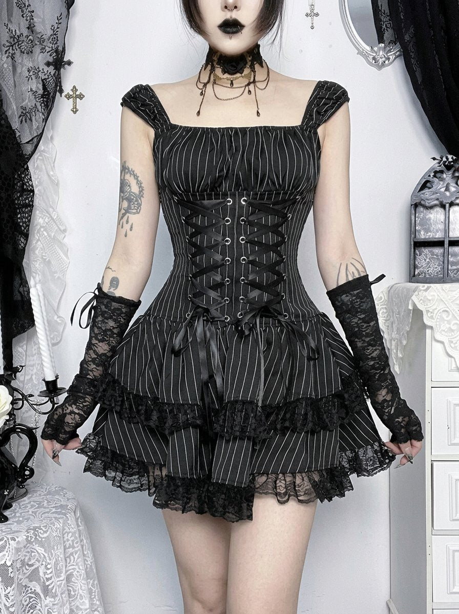 Gothic Lace Corset Mini Dress
