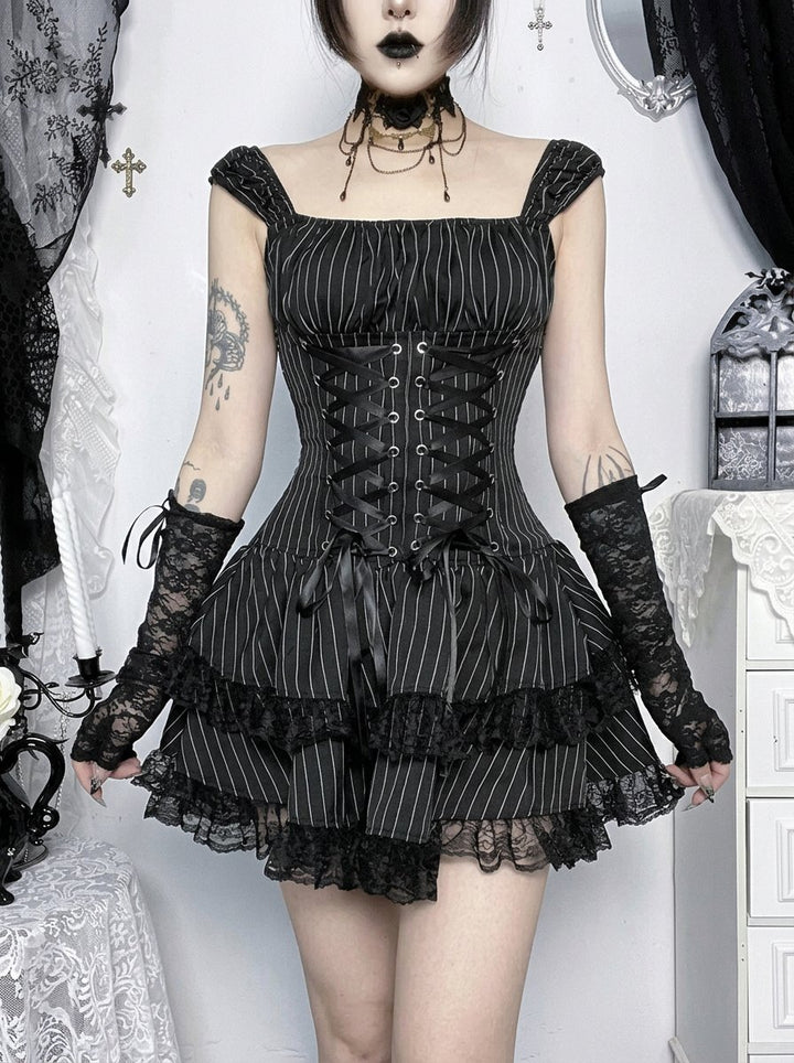 Gothic Lace Corset Mini Dress