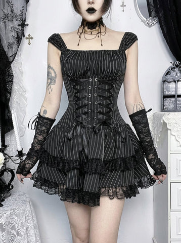 Gothic Lace Corset Mini Dress