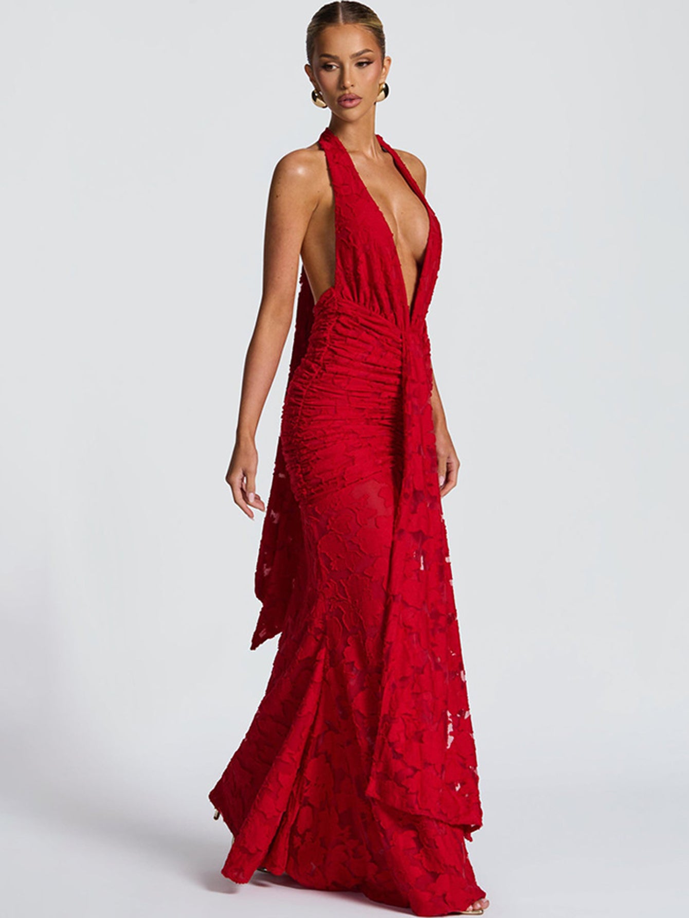 Mermaid Halter Tie Detail Glamorous Maxi Dress