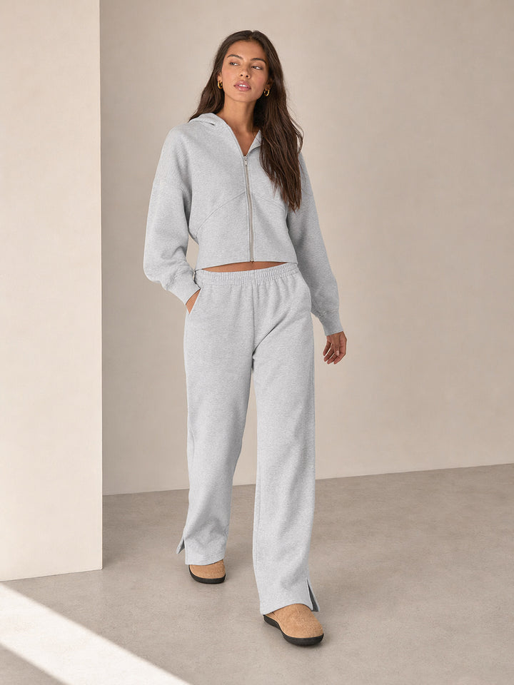 Cozy Zip Up Wide Leg Set