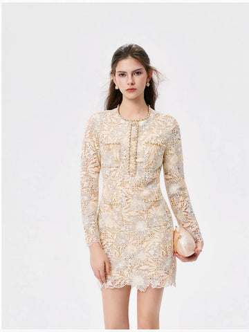 Elegant Floral Lace Mini Dress