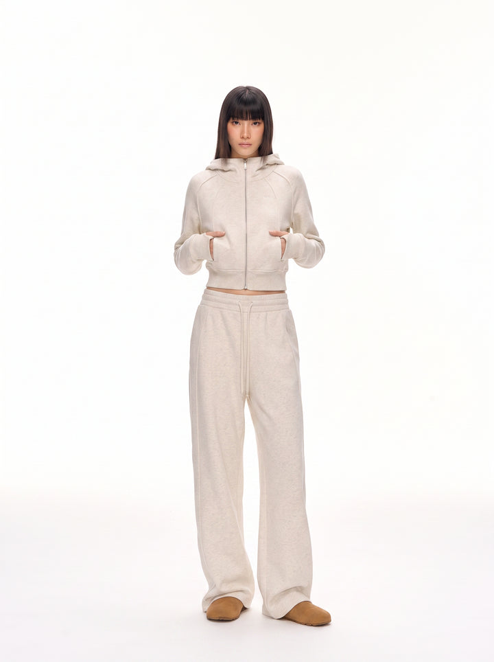 Cropped Slim Fit Zip Up Hoodie