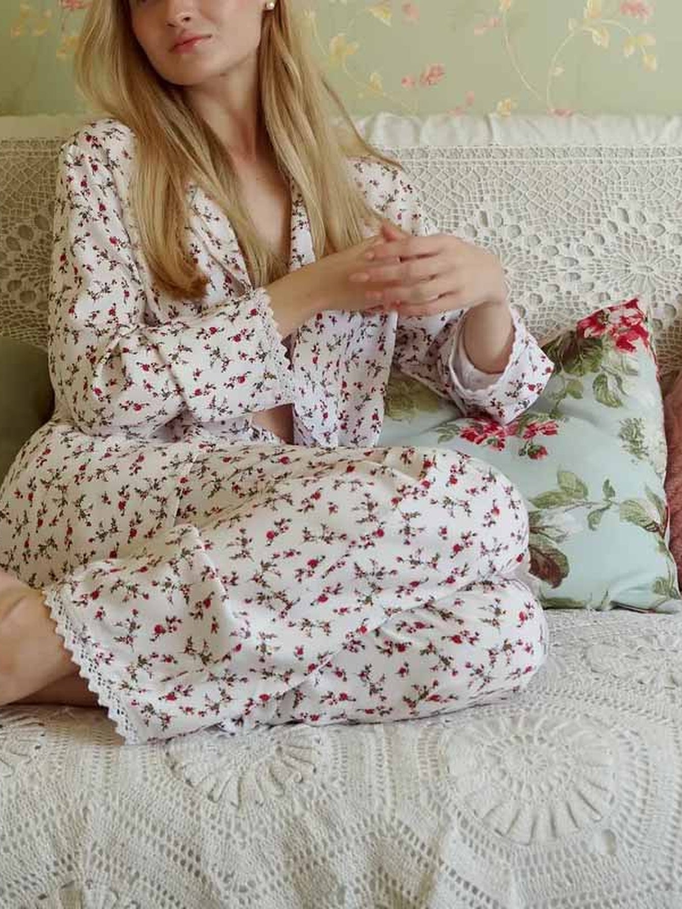 Soft Floral Button Down Pajama Set