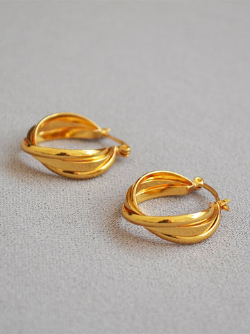 Minimalist Twisted Gold Hoop Earrings
