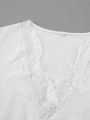 Lace Trimmed Ruched Maxi Dress