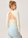 Open Back Ruched Long Sleeve Tee
