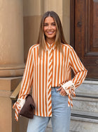 Striped Tie Cuff Button Down Shirt