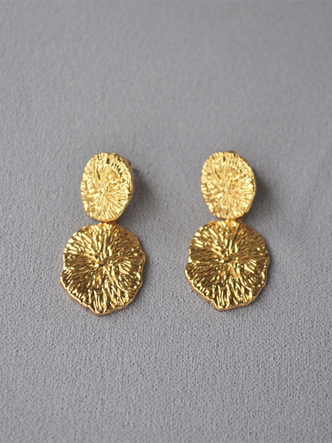 Textured Gold Statement Drop Earrings