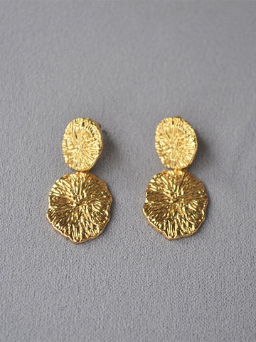 Textured Gold Statement Drop Earrings