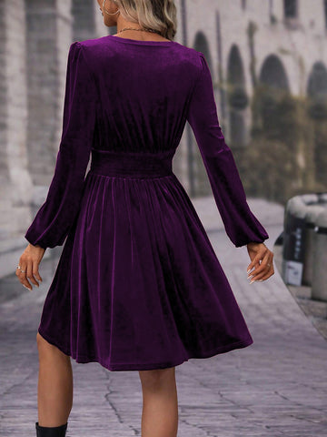 Elegant Velvet Wrap Mini Dress