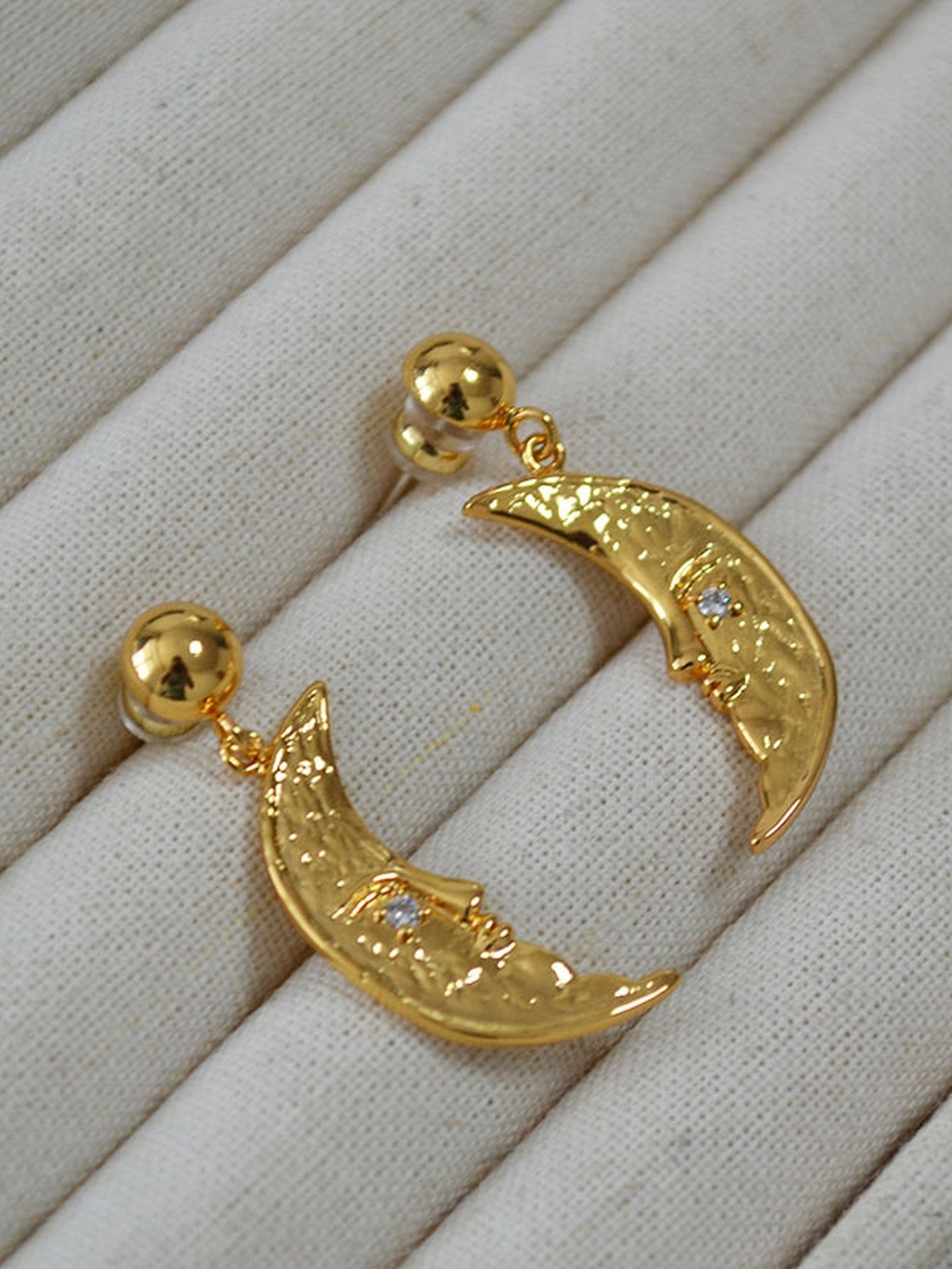 Celestial Gold Moon Statement Dangle Earrings