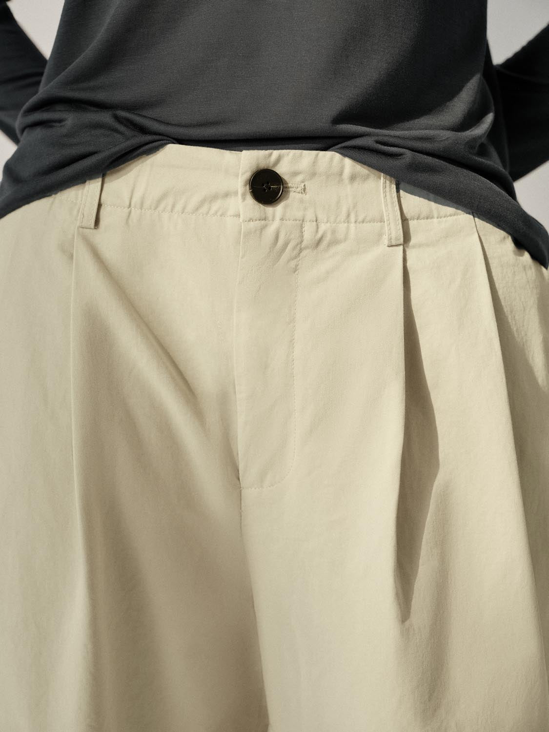 Urban Revivo Wide Leg Pants-Light Khaki