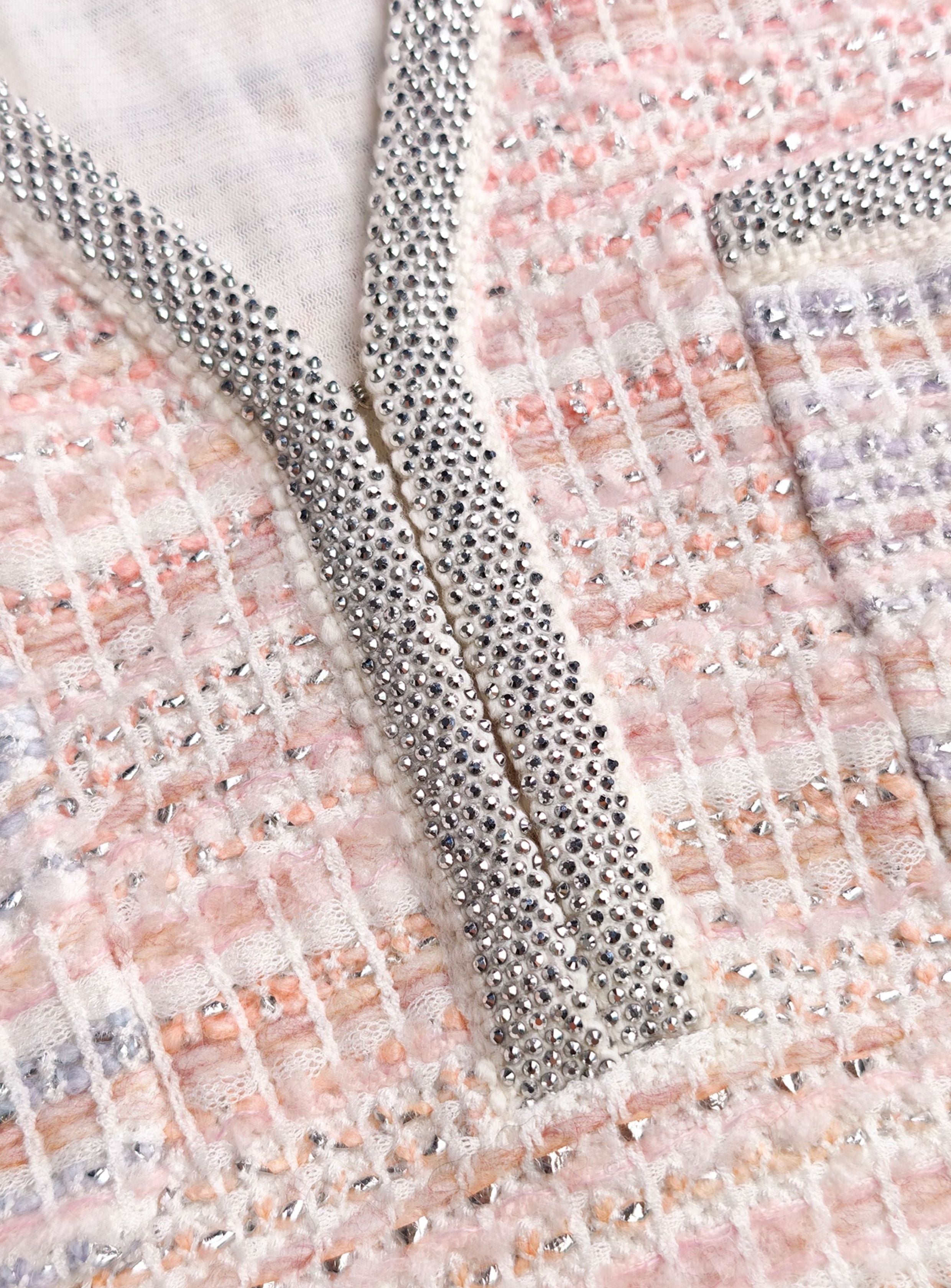 Elegant Tweed V Neck Mini Dress