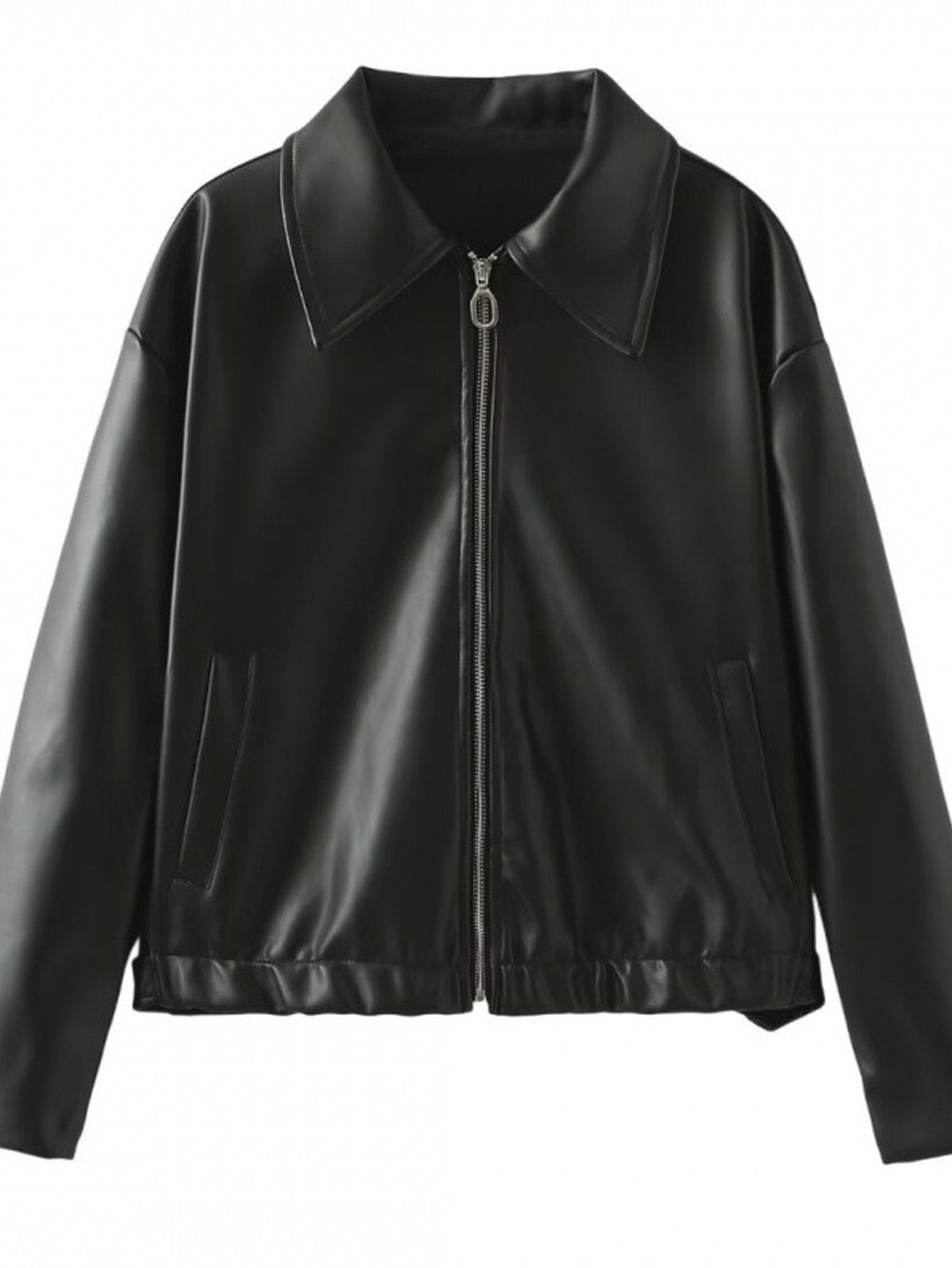 Oversized Zip Up Faux Leather Jacket