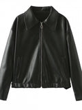Oversized Zip Up Faux Leather Jacket
