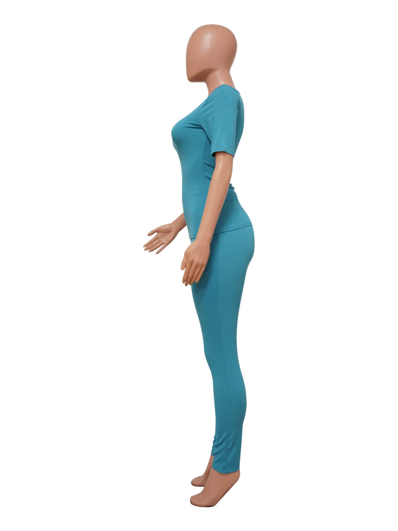 Rib Knit Fitted Pants Set