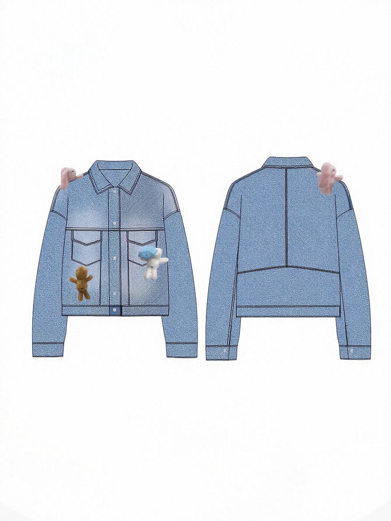 Oversized Cute Graphic Denim Jacket