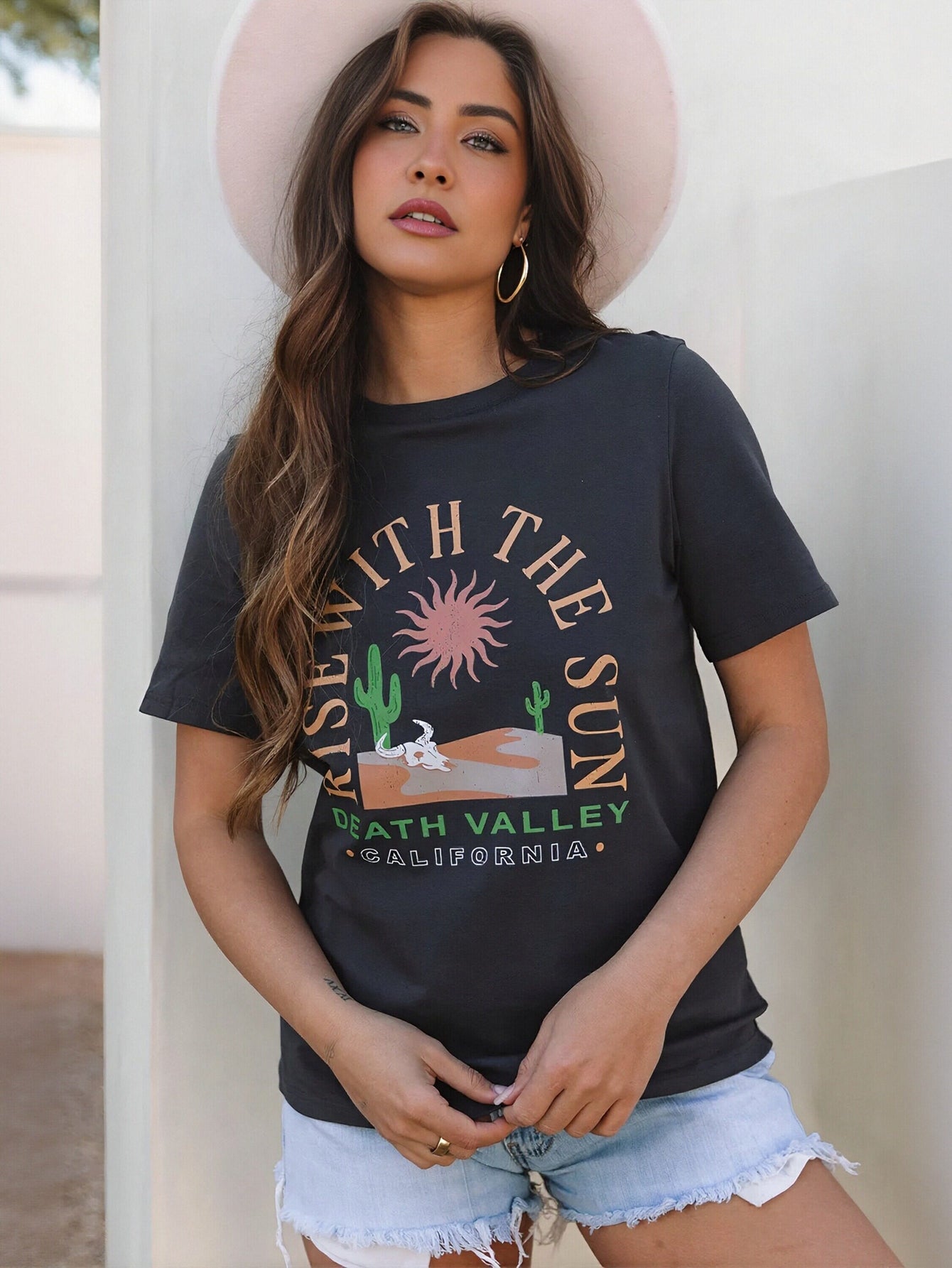 Desert Print Slogan T-Shirt