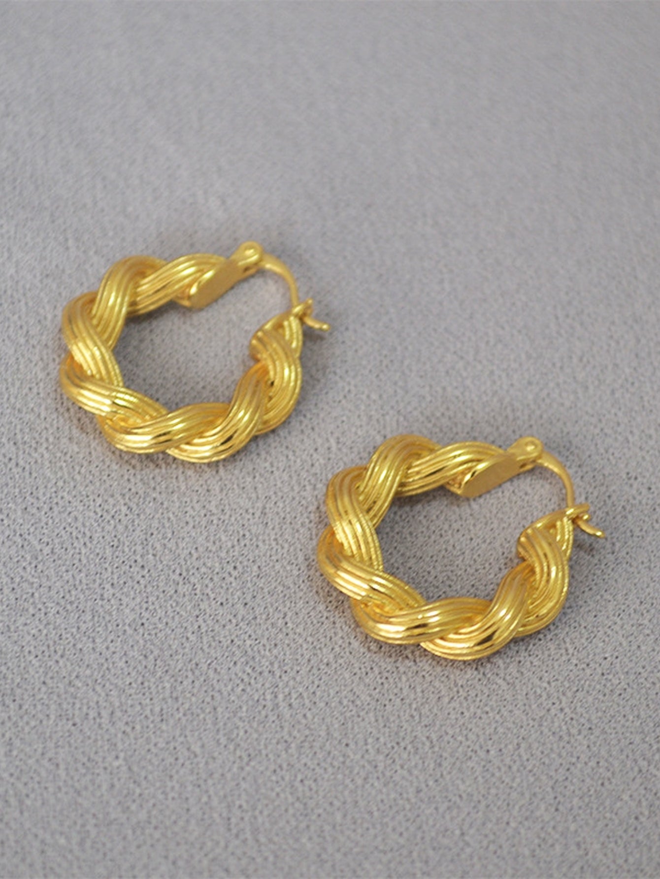 Chunky Twisted Gold Hoop Earrings